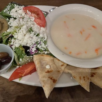 Georges Greek On Second - Avgolemono Soup & salad - Greek Near Me - Long Beach, California