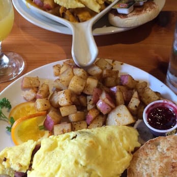From Scratch Restaurant - Omelette mania - sausage, cheese, avo & ham w/ red potatoes & English muffin. Also, what an amazing mimosa for the price! - Breakfast & Brunch Near Me - Carmel, California From Scratch Restaurant - Omelette mania - sausage, cheese, avo & ham w/ red potatoes & English muffin. Also, what an amazing mimosa for the price! - Breakfast & Brunch Near Me - Carmel, California
