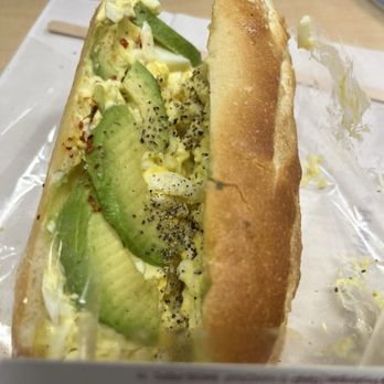 Pret A Manger - Egg Salad & Avocado Breakfast Baguette - I added the black pepper. - Sandwiches Near Me - New York, New York Pret A Manger - Egg Salad & Avocado Breakfast Baguette - I added the black pepper. - Sandwiches Near Me - New York, New York