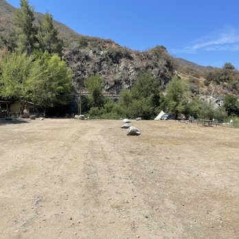 Camp Williams Resort - Site #13 tipee tent and restroom to the left - Campgrounds Near Me - Azusa, California