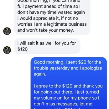 Blacktop Sealkingz - Pricing and agreement. Paid $20 to get him back in the area, he doubled his rate to $120 to clear the path, driveway, and salt well. - Masonry/Concrete Near Me Blacktop Sealkingz - Pricing and agreement. Paid $20 to get him back in the area, he doubled his rate to $120 to clear the path, driveway, and salt well. - Masonry/Concrete Near Me