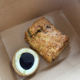 Blackberry lime shortbread cookie and cornbread scone with feta, poblano, and honey glaze. Both delicious! Blackberry lime shortbread cookie and cornbread scone with feta, poblano, and honey glaze. Both delicious!