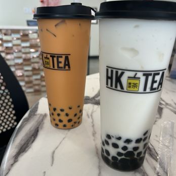 HK Tea - thai tea and lychee smoothie with boba - Bubble Tea Near Me - Austin, Texas