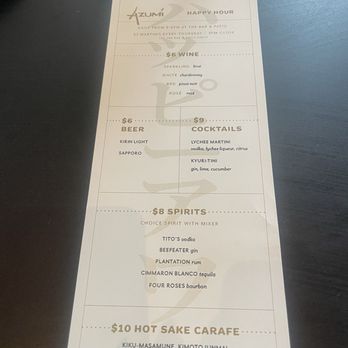 Azumi - Happy hour menu - Sushi Bars Near Me - Houston, Texas Azumi - Happy hour menu - Sushi Bars Near Me - Houston, Texas