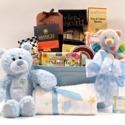 Thoughtful Presence Gift Baskets - Celebrate their new little one with our New Arrival Baby Gift Basket. Boy or girl version available.