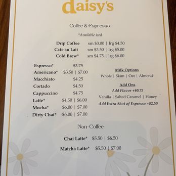 Daisy’s - Coffee menu - Salad Near Me - Richmond, Virginia Daisy’s - Coffee menu - Salad Near Me - Richmond, Virginia