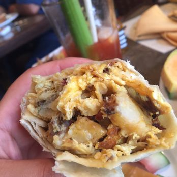 Esteban Restaurant - Delicious breakfast burrito with chorizo potatoes and eggs - Spanish Near Me - Monterey, California