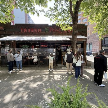 The 5 Point Café - Exterior of restaurant.  It's a historic building about 100 years old. - Dive Bars Near Me - Seattle, Washington