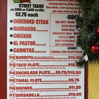 Street Taco Shack - Menu - Tacos Near Me - Canton, Texas
