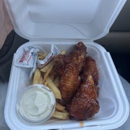 mango habanero wings w fries and ranch