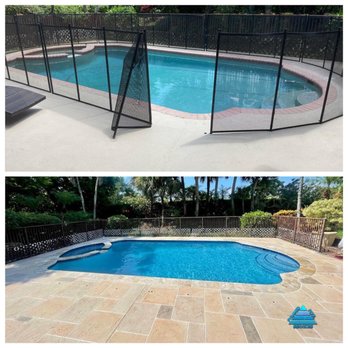 Pyramid Pool Services - Travertine coping, eurotile, new tiles and Hawaiian blue pool finish - Pool & Hot Tub Service Near Me - Coral Springs , Florida Pyramid Pool Services - Travertine coping, eurotile, new tiles and Hawaiian blue pool finish - Pool & Hot Tub Service Near Me - Coral Springs , Florida