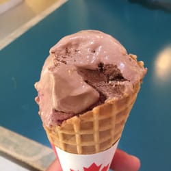 Moo Moo's Ice Cream - Raspberry chocolate waffle cone