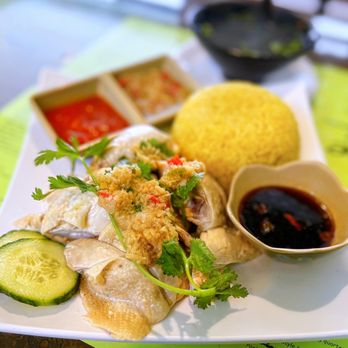 Lime Tree Southeast Asian Kitchen - Hainan Chicken Rice: Steamed Chicken w/ rice cooked in broth, ginger+soy+chili sauce, side broth | $15.99 (requested mix of dark+white meat) - Malaysian Near Me - San Francisco, California Lime Tree Southeast Asian Kitchen - Hainan Chicken Rice: Steamed Chicken w/ rice cooked in broth, ginger+soy+chili sauce, side broth | $15.99 (requested mix of dark+white meat) - Malaysian Near Me - San Francisco, California