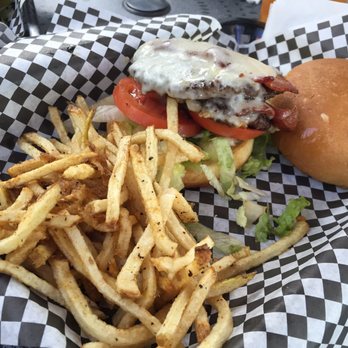 Panini Pete's - The French Quarter Burger with Conecuh bacon and Swiss cheese. - Burgers Near Me - Fairhope, Alabama Panini Pete's - The French Quarter Burger with Conecuh bacon and Swiss cheese. - Burgers Near Me - Fairhope, Alabama