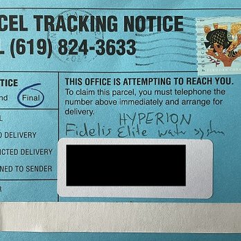 Fidelis Elite Systems - Fake parcel notice, no indication of business/person/return address. - Water Purification Services Near Me - Lake Elsinore, California