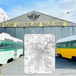 Southern California Railway Museum - One of the many buildings: The Los Angeles Railway (LARy) was the city's local streetcar system