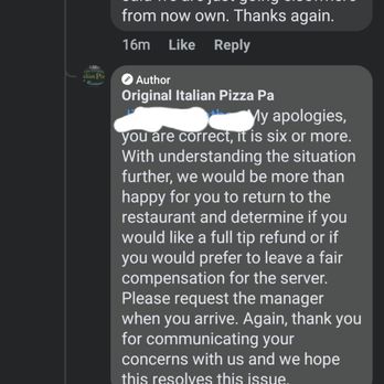 Original Italian Pizza - a text message from a customer - Italian Near Me - Lock Haven, Pennsylvania Original Italian Pizza - a text message from a customer - Italian Near Me - Lock Haven, Pennsylvania