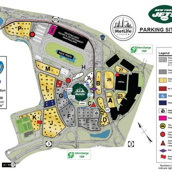 New York Jets - 2021 New York Jets parking map at MetLife Stadium. - Professional Sports Teams Near Me - East Rutherford, New Jersey