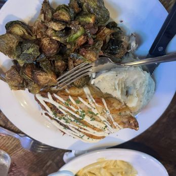 The FEED Co Table & Tavern - Springer Mountains Farms chicken Brussels sprouts with maple bacon Whipped potatoes - Bars Near Me - Chattanooga, Tennessee The FEED Co Table & Tavern - Springer Mountains Farms chicken Brussels sprouts with maple bacon Whipped potatoes - Bars Near Me - Chattanooga, Tennessee