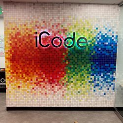 iCode - ICode Bellevue colorful interior graphic, visit our Bellevue location at any of our events or sign up on our website for a free trial class.