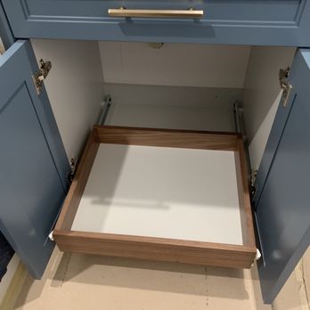 APlus Interior Design & Remodeling - Custom pull out drawer with custom smoky blue paint. - General Contractors Near Me - Anaheim, California