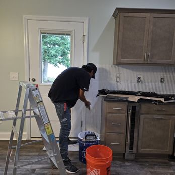 RAB Handyman & Remodeling - Grouting Tile installation on kitchen wall. - General Contractors Near Me - Hampstead, North Carolina RAB Handyman & Remodeling - Grouting Tile installation on kitchen wall. - General Contractors Near Me - Hampstead, North Carolina