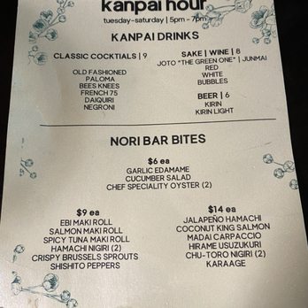Norikase - Kanpai or happy hour 8/2024! Bottom left are mostly sushi rolls with 6 pieces each. - Sushi Bars Near Me - Jacksonville, Florida Norikase - Kanpai or happy hour 8/2024! Bottom left are mostly sushi rolls with 6 pieces each. - Sushi Bars Near Me - Jacksonville, Florida