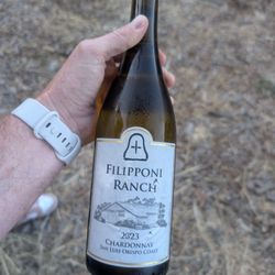 Filipponi Ranch - Front of the Bottle of Filipponi Ranch 2023 Chardonnay. It was chilled so that's why the label looks wet.