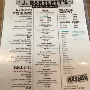 J. Bartlett's Public House - Small menu but great for a lunch and fantastic beer - Pubs Near Me - Nashua, New Hampshire J. Bartlett's Public House - Small menu but great for a lunch and fantastic beer - Pubs Near Me - Nashua, New Hampshire