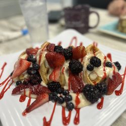 Island Pancake House - It was so pretty...Had to get that portrait mode shot, ya know? (Waffles with custard and fresh fruit )