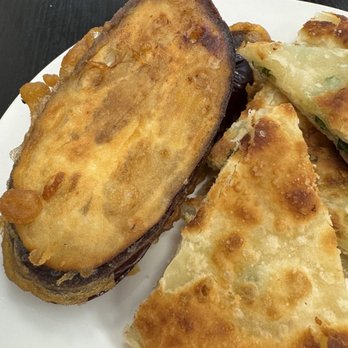 Jiayuan Dumpling House - Fried stuffed eggplant and scallion pancake - Szechuan Near Me - Redondo Beach, California Jiayuan Dumpling House - Fried stuffed eggplant and scallion pancake - Szechuan Near Me - Redondo Beach, California