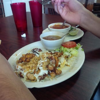 Mi Pueblito Restaurant - Sombrero plate- chicken! With a cup of menudo - Mexican Near Me - Raymondville, Texas