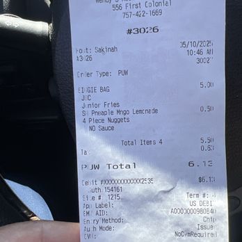 Wendy's - Receipt of horror! - Burgers Near Me - Virginia Beach, Virginia Wendy's - Receipt of horror! - Burgers Near Me - Virginia Beach, Virginia