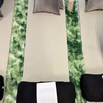 Intuitive Harp Healing - Mats all set for us on a plush rug - Meditation Centers Near Me - Oro Valley, Arizona