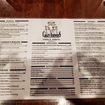 Crazy Johnnie's - Menu 2026 - Steakhouses Near Me - Harahan, Louisiana
