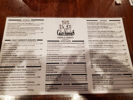 Menu photo 1 Crazy Johnnie's Harahan, LA