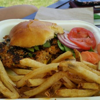 Sirphey - Salmon burger and fries - Food Delivery Services Near Me - Los Alamos, New Mexico
