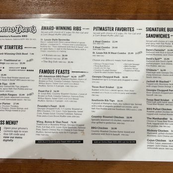 Famous Dave's Bar-B-Que - Menu - Barbeque Near Me - Redlands, California
