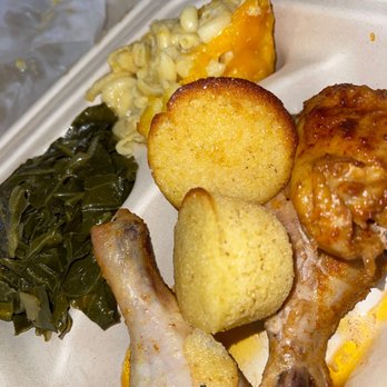 Paschal's - 3 pc baked chicken sided with Mac n cheese, collard greens and corn bread - Southern Near Me - Atlanta, Georgia Paschal's - 3 pc baked chicken sided with Mac n cheese, collard greens and corn bread - Southern Near Me - Atlanta, Georgia