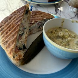 THE SPINACHOKE CHICKEN with a side of Broccoli & Cheese Soup - it's my legit favorite sandwich and 9.5/10 times what I get when i go THE SPINACHOKE CHICKEN with a side of Broccoli & Cheese Soup - it's my legit favorite sandwich and 9.5/10 times what I get when i go