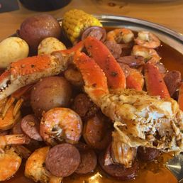 Special of the day. Snow crab, shrimp, sausage, potatoes, and corn. And don't forget the side of steamed rice.