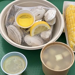 Steamers, Rhode Island Chowder, Corn