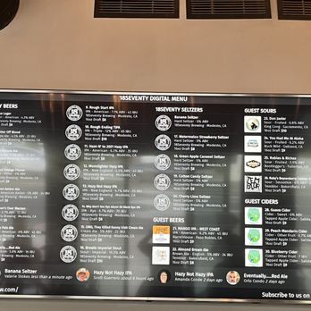 18Seventy Brewing - Brews on tap the day of my visit! - Breweries Near Me - Modesto, California