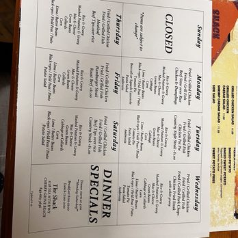 The Shack - Daily specials. They have a full menu besides! - Southern Near Me - North Myrtle Beach, South Carolina