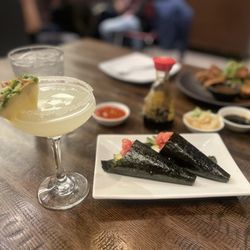 Boathouse Asian Eatery - Pineapple drop with spicy tuna  hand roll