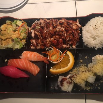 Sushi Boom - 3 Item Bento Box: Teriyaki Chicken, Crunch Roll, and Sushi - Sushi Bars Near Me - Orange, California