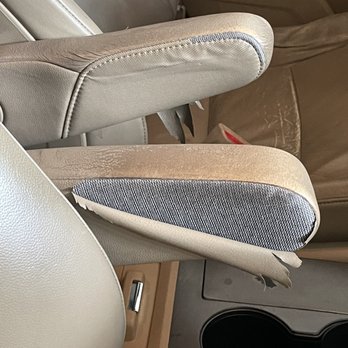 Classic Upholstery & Trim - Warped leather on seat arm rests (before pic). - Furniture Reupholstery Near Me - Visalia, California Classic Upholstery & Trim - Warped leather on seat arm rests (before pic). - Furniture Reupholstery Near Me - Visalia, California