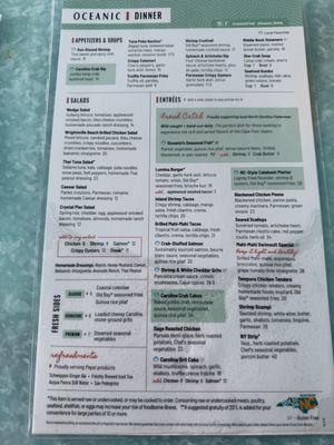 Menu photo 5 Oceanic Wrightsville Beach, NC