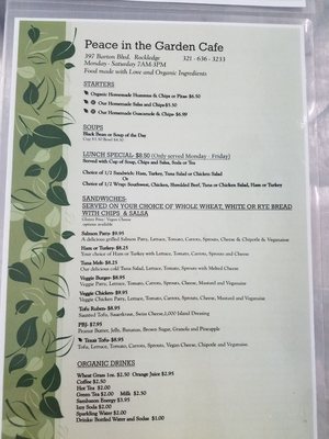 Menu photo 8 Peace in the Garden Cafe Rockledge, FL