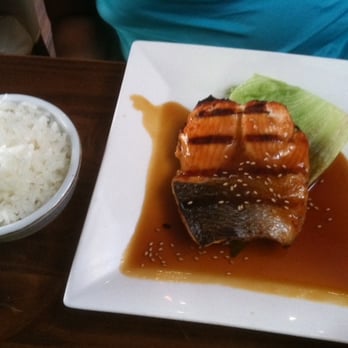 Zono Sushi - Happy Hour - Salmon Teriyaki served with rice, miso soup, and salad - $5.99 - Sushi Bars Near Me - Glendale, California Zono Sushi - Happy Hour - Salmon Teriyaki served with rice, miso soup, and salad - $5.99 - Sushi Bars Near Me - Glendale, California